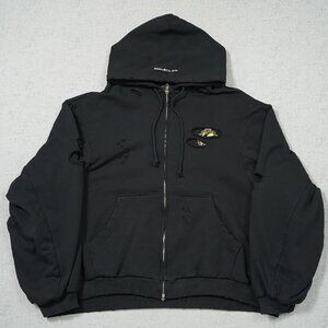 Grailz Washed Distressed Zip Up Hoodie Sweatshirt Jacket